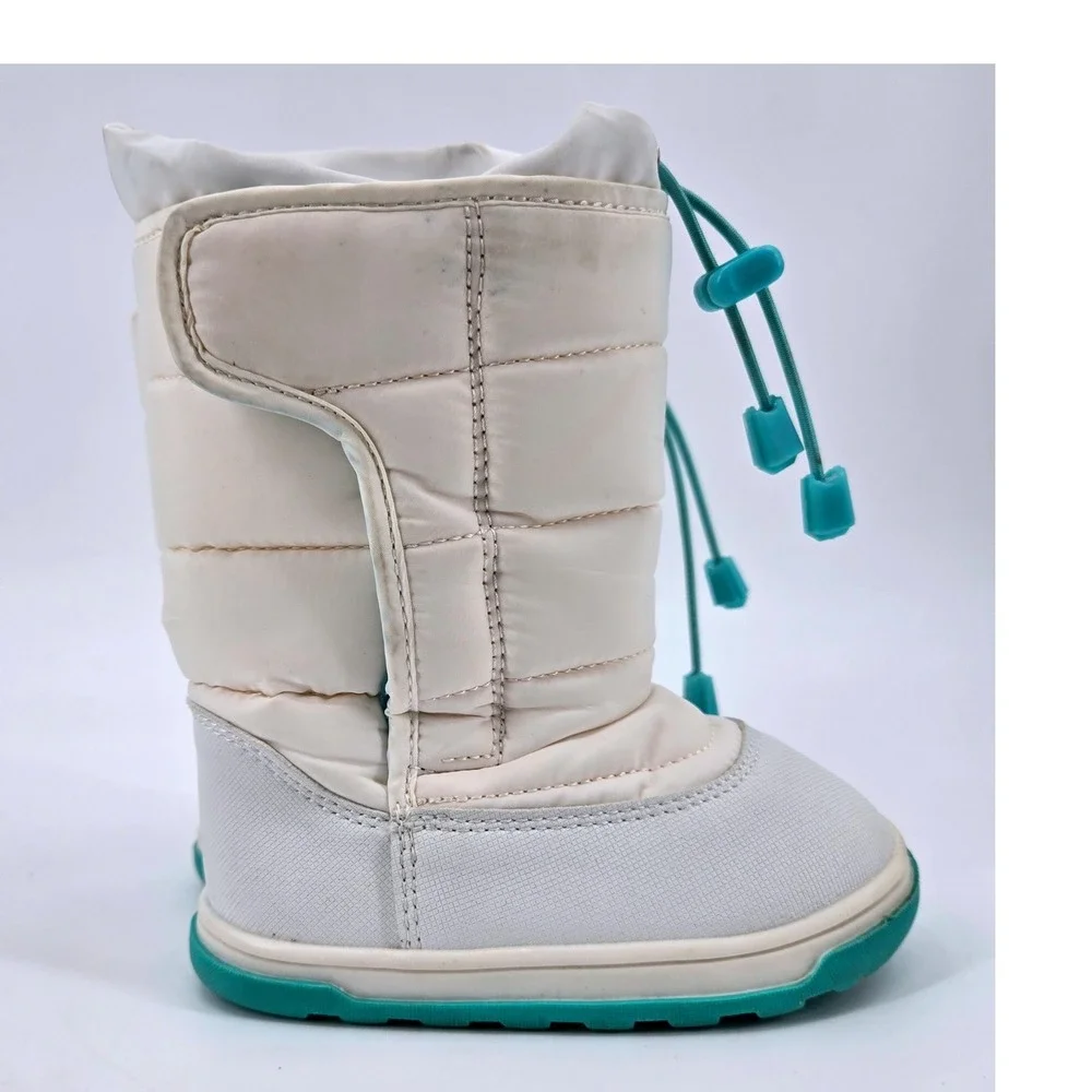Ten Little Kids Puffer Winter Snow Boots White Teal 3M Thinsulate US 7‎ Unisex
